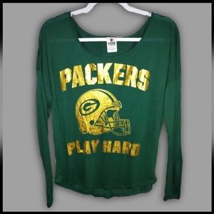 PINK Victoria's Secret Long Sleeve T-Shirt Tee Shirt Top NFL GB Packers
